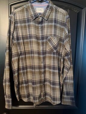 Flag and Anthem Brown and Tan Plaid Button-Down Shirt